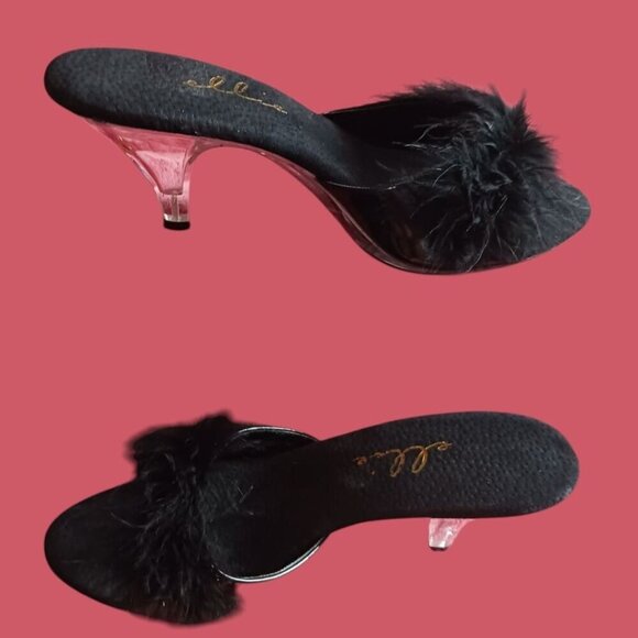 Ellie Black shoes 305 Sasha Dress Sandal Faux Fur size 10 - Picture 3 of 9